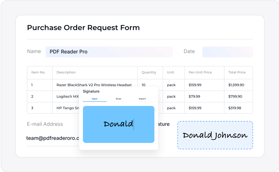 Create Fillable Form and Sign
